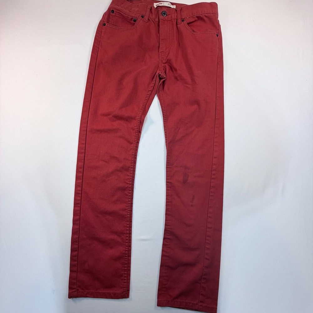 Levi's 511 Boys Youth Jeans 18 Reg 29x29 Burgundy Red Slim Fit Stretch Denim